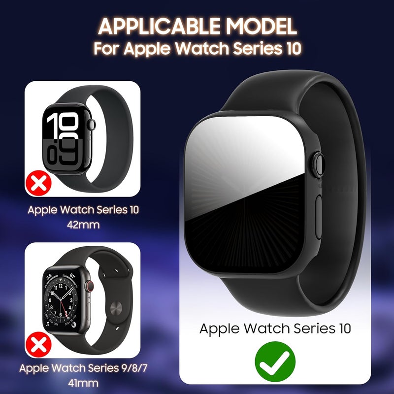 AIDOWU 3-Pack Privacy Case for Apple Watch Series 10/11 46mm, [Anti-Peeping] Ultra-Thin Tempered Glass Screen Protector Case Cover for iWatch Series 10/11 46mm - Image 4